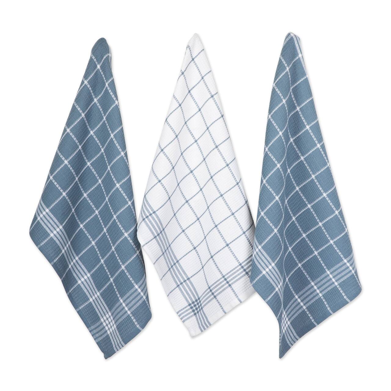 DII® J&M Blue Waffle Weave Dishtowel & Dishcloth Set